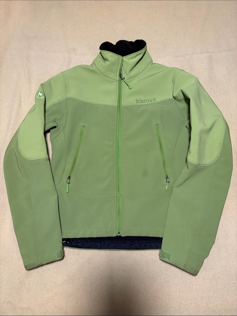 Marmot Women's Light Olive Green Softshell Zip Jacket size Medium